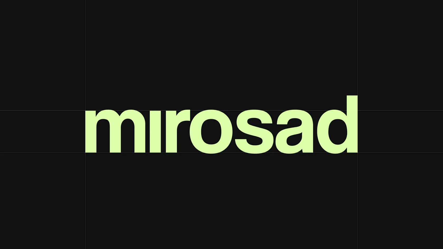Новый логотип «Миросад» — светло-зелёная надпись mirosad на чёрном фоне